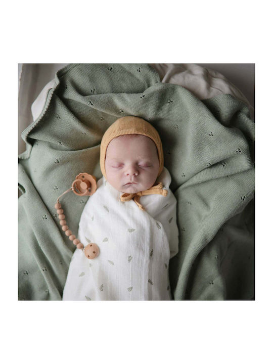Mushie Blanket Nursery Swaddling Blankets Pointelle Cotton Green 80x100cm
