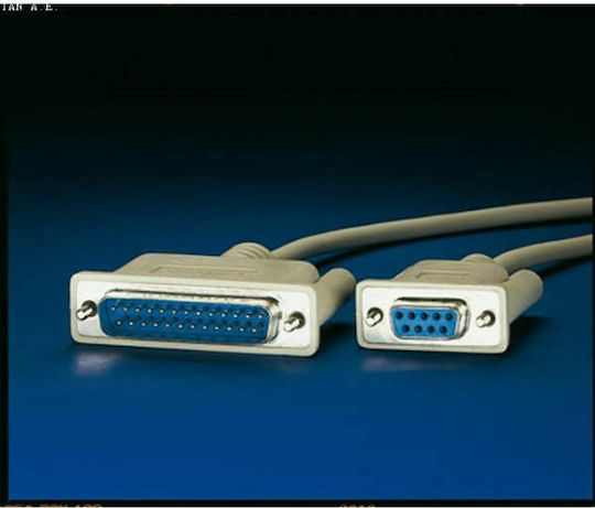 Roline Καλώδιο RS232 25-pin male σε RS232 9-pin female 1.8m (Printer Cable)