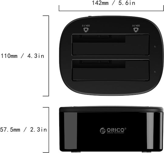 Orico ORICO 2.5 / 3.5 inch 2 Bay USB3.0 Hard Drive Dock