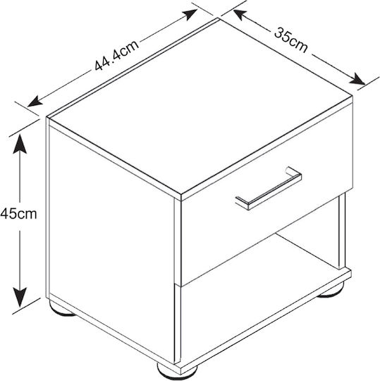 Renato Wooden Bedside Table White 44x35x43cm