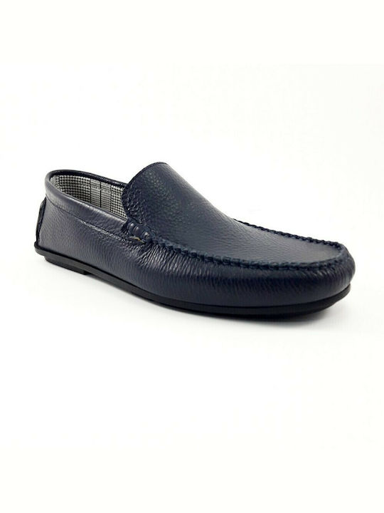 Box Shoes 102 Men's Leather Moccasins Blue