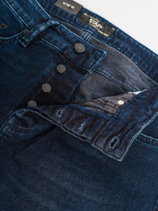 Simon Herren Jeanshose Elastisch mit Slim Passform Marineblau