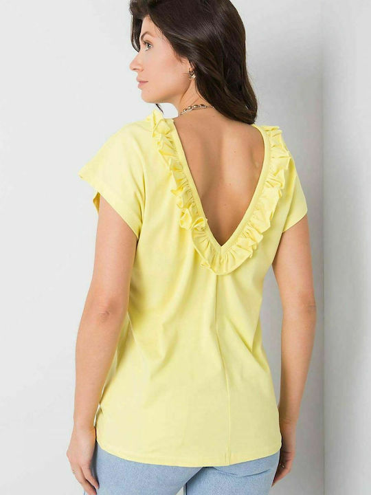 Fancy Women's Summer Blouse Cotton Short Sleeve Yellow