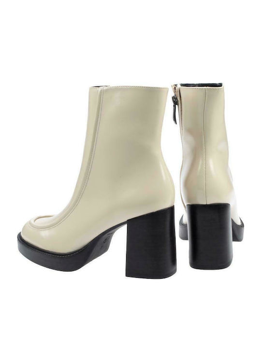 Leder Stiefeletten Damen Beige