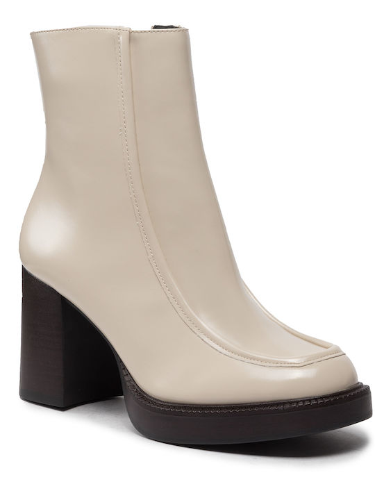 Leder Stiefeletten Damen Beige