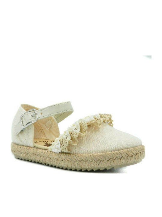 Kids Espradrilles with Adjustable Metal Clasp Beige
