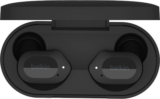 Belkin Soundform Play True In-ear Bluetooth Handsfree Ακουστικά με Αντοχή στον Ιδρώτα και Θήκη Φόρτισης Μαύρα