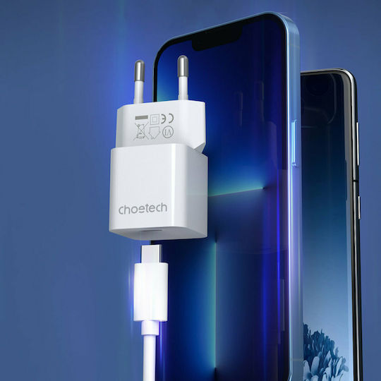 Choetech Φορτιστής Χωρίς Καλώδιο με Θύρα USB-C 20W Λευκός (PD5010)