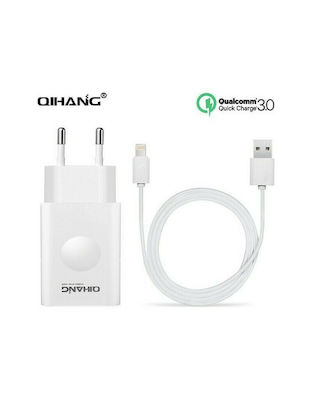 QIHANG Încărcător cu Port USB-A și Cablu Fulgerul Albς (Z46)