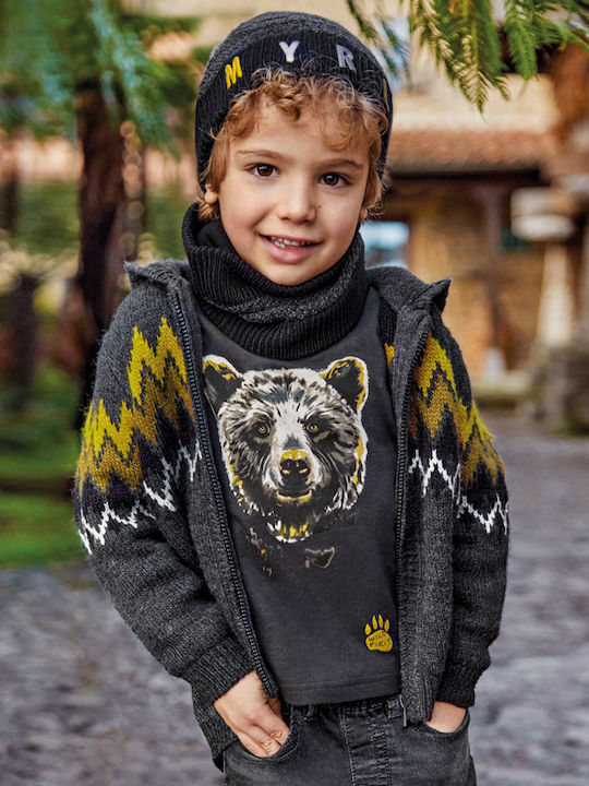Kinderstrickjacke Gestrickt mit Kapuze Gray