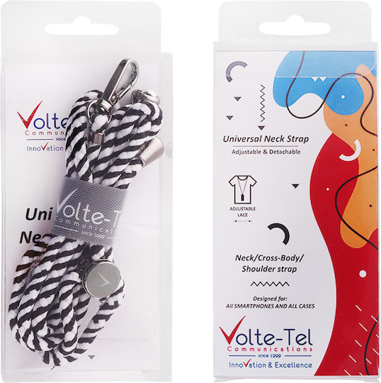 Volte-Tel VT34 Neck Strap Λουράκι Λαιμού για Κινητά Λευκό / Μαύρο