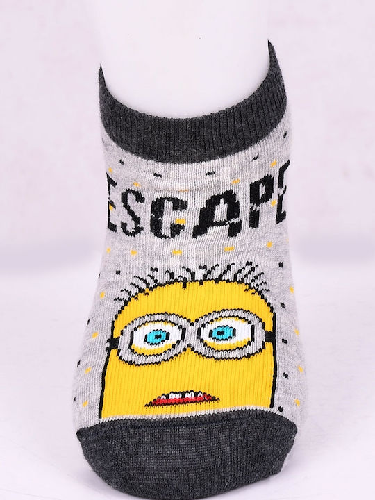 Like socks with minnions designs 1 pair Grey