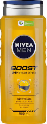 Nivea Boost 24h Fresh Effect Gel de baie pentru Bărbați pentru Corp , Magazin online & Păr (1x500ml) 500ml