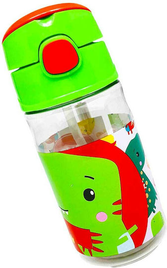 Fisher Price Kids Water Bottle Dinosaur Plastic with Straw Green 350ml