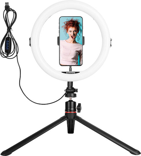 AgfaPhoto Realiview ARL11 Ring Light 28cm With Desktop Tripod And Mobile Phone Holder