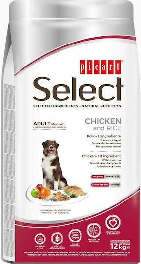 Picart Select Adult Medium 12kg Dry Food for Adult Medium Breed Dogs with Chicken and Rice