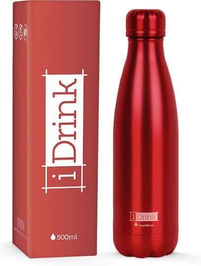 I-Total iDrink Metallic Μπουκάλι Θερμός Ανοξείδωτο BPA Free 500ml Κόκκινο