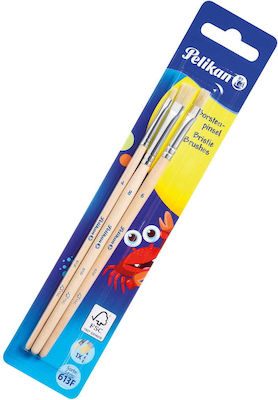 Pelikan Plaque Paint Brush Set Πινέλα Πλακέ Σετ 3pcs