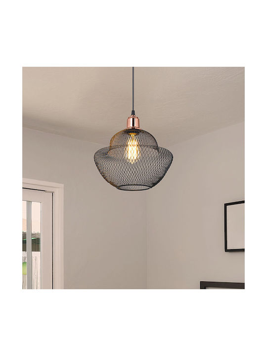 Klikareto Volcano Pendant Light Black Grid with Socket E27 29x65cm