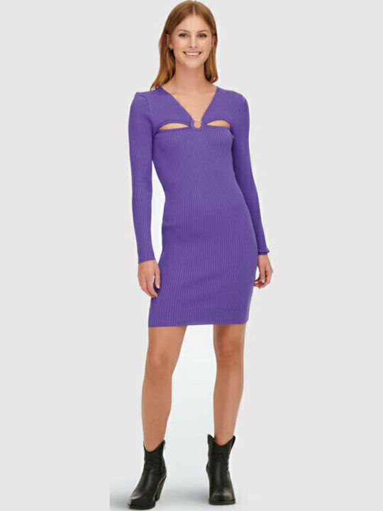 Rochie Mini Tricotată Violet