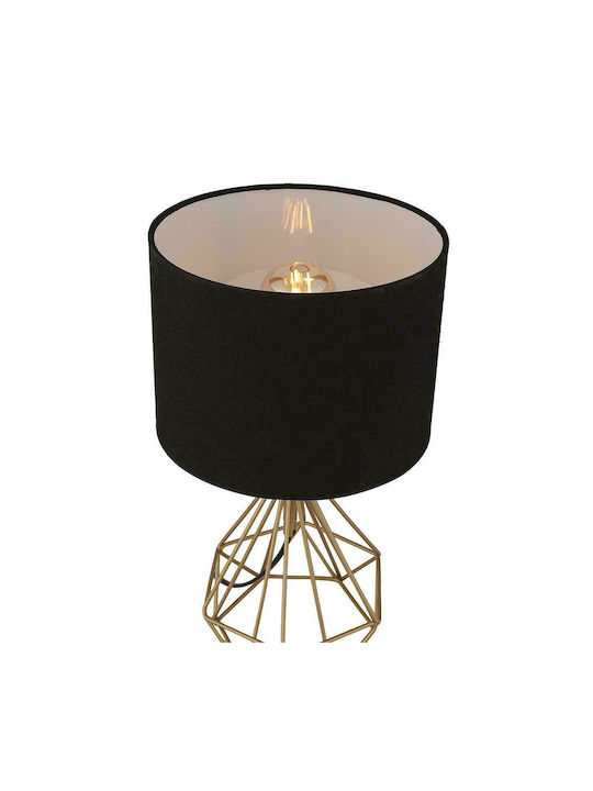 ArteLibre Bie Metal Table Lamp for Socket E27 with Black Shade and Gold Base