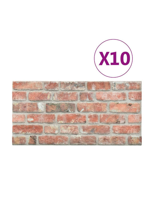 3D Wall Panels Foam with Glue Red 100x50x2cm 10 Pieces