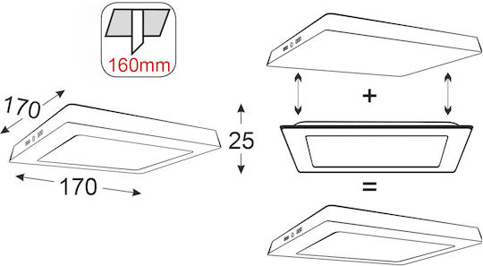 Aca Slimpanel Εξωτερικό LED Panel 14W 17x17εκ. Aca Slimpanel Εξωτερικό LED Panel 14W 17x17εκ.