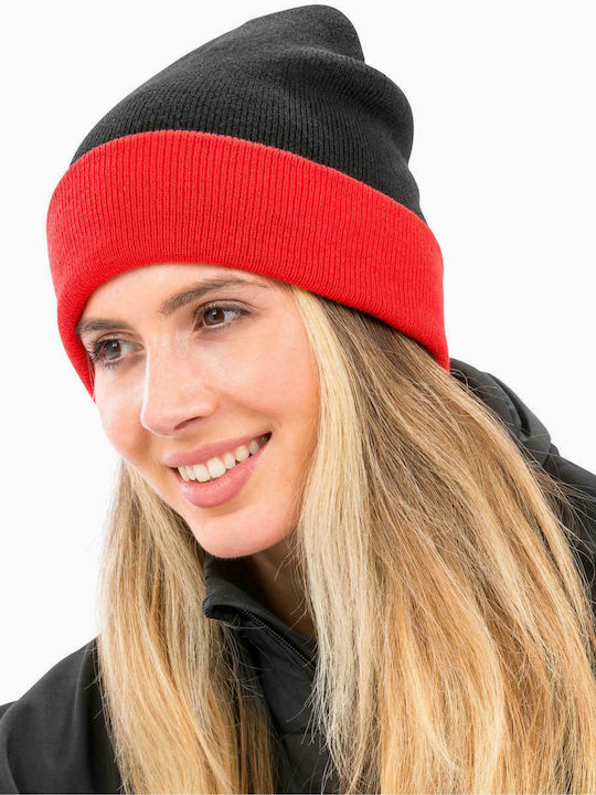 Result Recycled Black Compass Beanie Beanie Knitted Black/Red