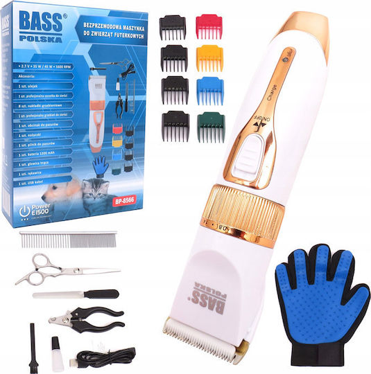 Bass Polska Mașină de Tuns Câini Reîncărcabil Set Mașină de Tuns Câini Wireless cu Accesorii