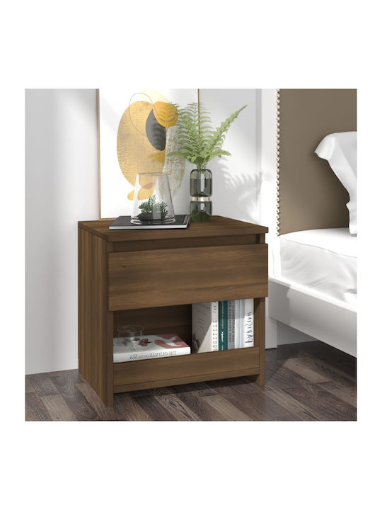 Wooden Bedside Table Brown Oak 40x30x39cm