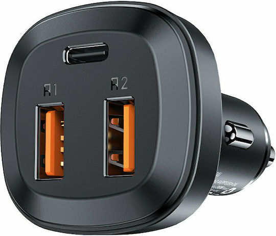 Acefast B9 Автомобилен Зарядно Устройство 66W 4A Бързо Зареждане с Портове 2xUSB 1xType-C Черен Цвят