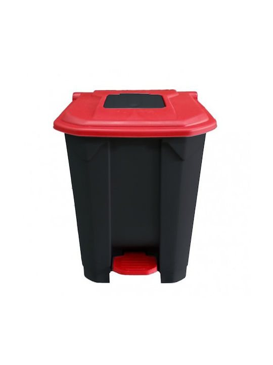 Coș De Gunoi Din Plastic Cu Pedală Negru - Roșu 50lt