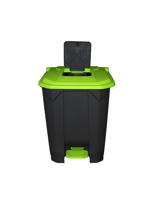 Coș de Gunoi Din Plastic Cu Pedală Negru - Verde 50lt