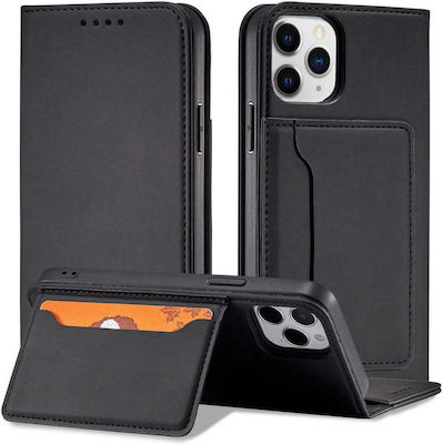 Hurtel Magnet Card Synthetic Leather Wallet Black (iPhone 12)