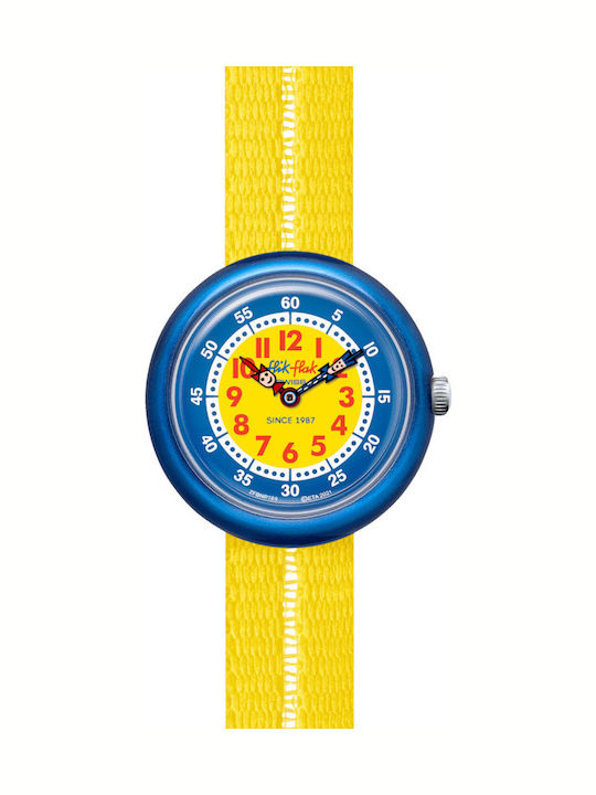 FlikFlak Kids Analog Watch Retro with Fabric Strap Yellow