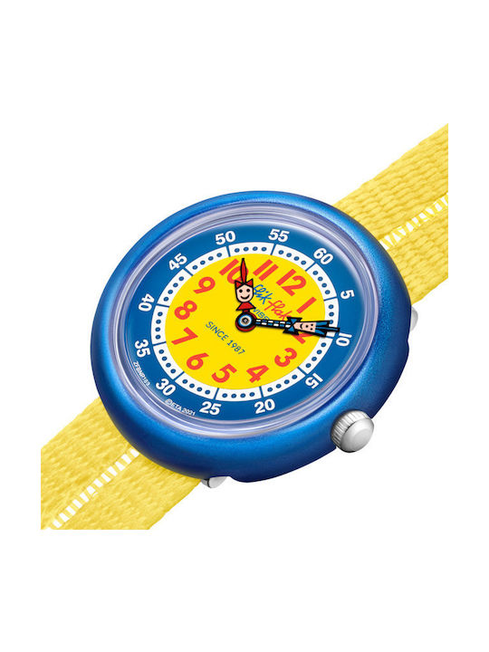 FlikFlak Kids Analog Watch Retro with Fabric Strap Yellow