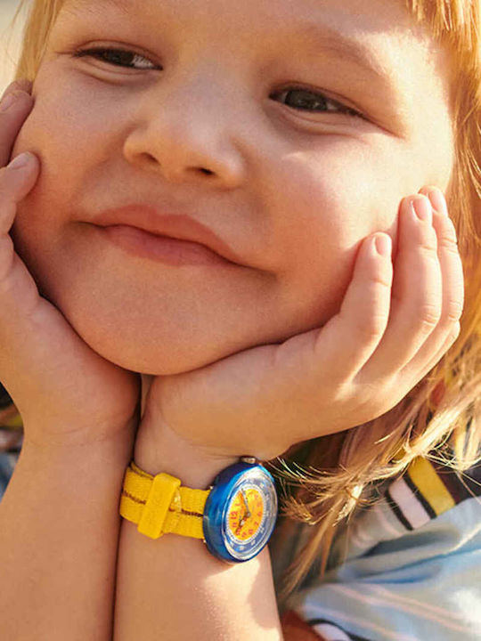 FlikFlak Kids Analog Watch Retro with Fabric Strap Yellow