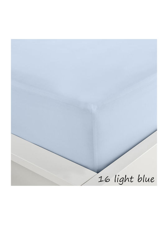Sunshine Menta 152 Σεντόνι Μονό με Λάστιχο 100x200+20εκ. 16 Light Blue
