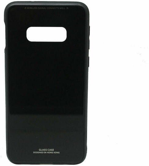 Forcell Glass Umschlag Rückseite Silikon Schwarz (Galaxy S10e)