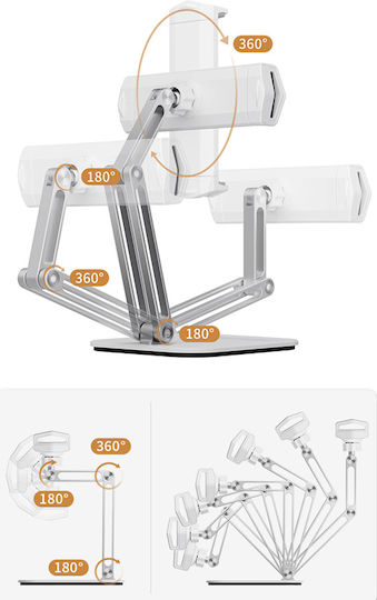 CT-PS03-AS Tabletständer mit Verlängerungsarm bis 13" in Weiß Farbe