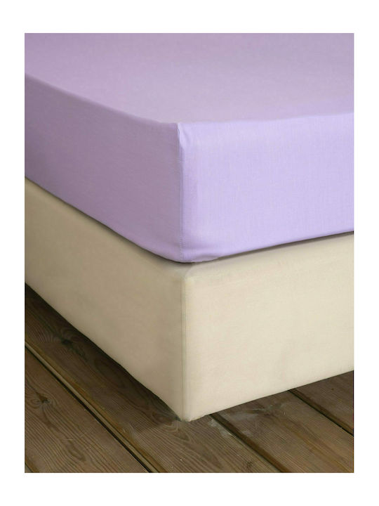 Nima Cearșaf King Size cu Elastic 180x200+32cm. Unicolors Lavanda