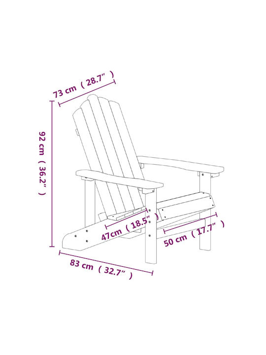 Adirondack Garden Lounge Set for Small Outdoor Spaces 3 Pieces Brown