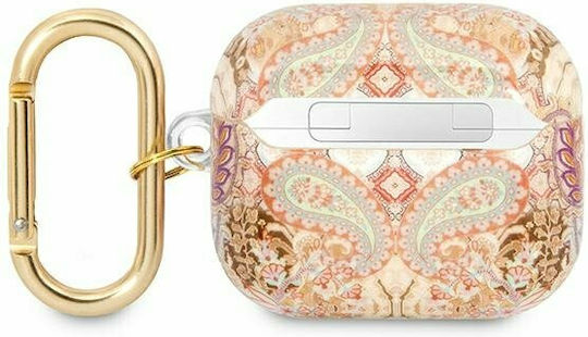 Guess Paisley Strap Silicone Case with Keychain Gold for Apple AirPods 3