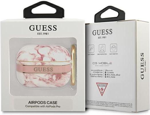 Guess Marble Strap Калъф с кука в Розов цвят за Apple AirPods Pro
