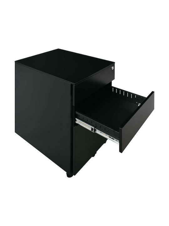 Schublade Büro Ε6009 mit Rollen & Schloss Μαύρo 39x52x60cm