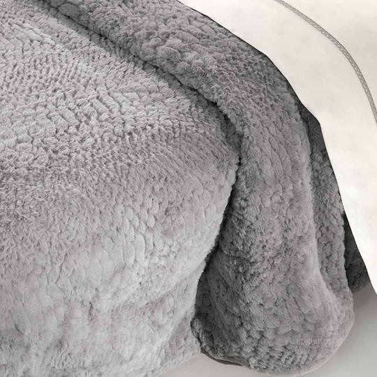 Guy Laroche Crusty Set Furry Blanket Super Double 220x240cm Silver