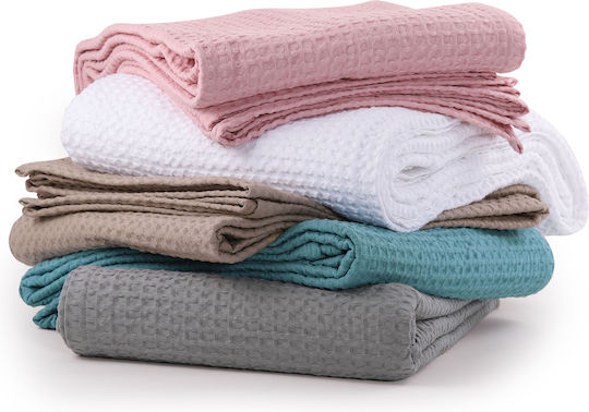 Nef-Nef Homeware New Golf Pique Blanket Double 220x240cm Dusty Aqua