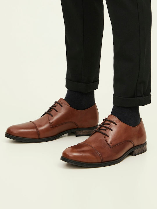 Jack & Jones Δερμάτινα Ανδρικά Casual Παπούτσια Cognac