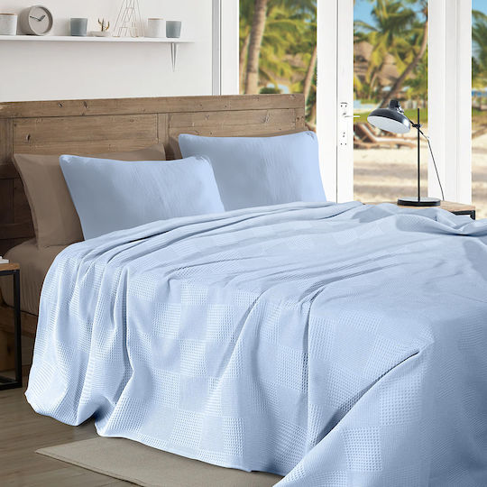 Lino Home Renk Κουβέρτα Πικέ Μονή 170x240εκ. Ciel