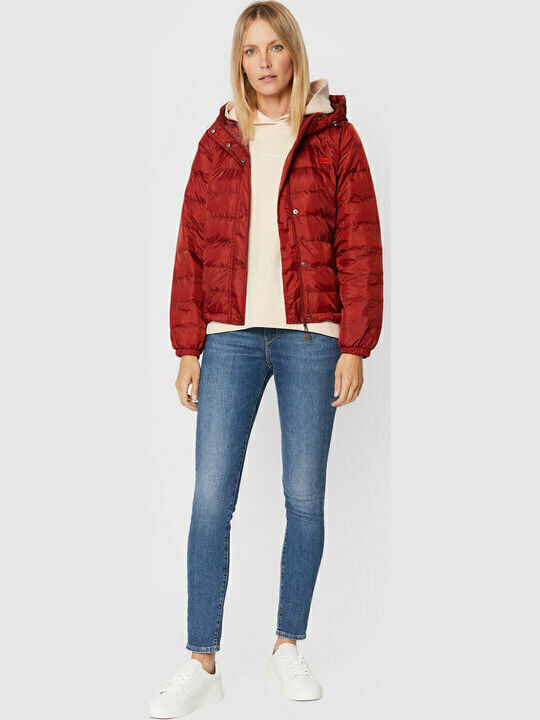 Edie Scurtă Jachetă de femei Puffer Roșu